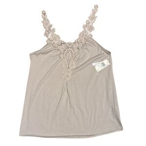 NWT - Grace Lace Detail Beige Tank Top - size medium